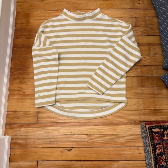 Dudley Stephens Tan and White Striped Turtleneck Fleece - Picture 1 of 1